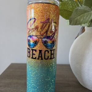 Glittery Ombre Tumbler - Orange and Blue